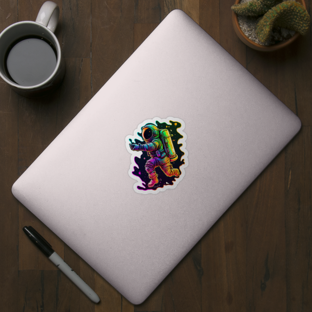 Colorful Astronaut in Space 3D Sticker #12 by Farbrausch Art